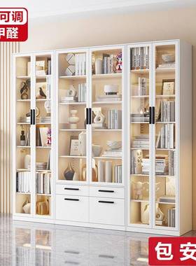钢书柜厅带制玻璃门家用防尘客现简代约落地铁ALF77589艺书架组合
