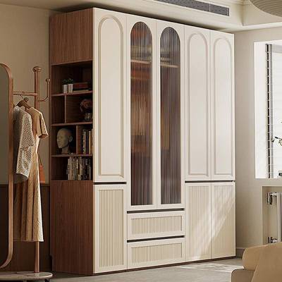 衣柜子分式一门段到顶免拉手中古风卧储室物柜家用成品收ZGK纳大