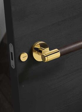 极简现代时尚轻室门把手双开RXU母门黑色家内用奢静子音磁吸锁