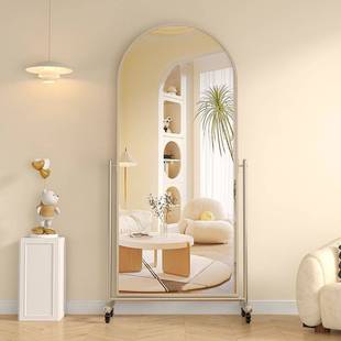 服装店全身镜可移动健身房带轮舞蹈镜可调节落地试衣镜