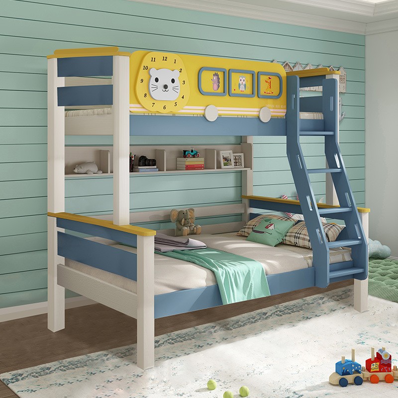 全实木儿童子母床高低床两层女孩上下铺木床男孩卡通母子床双层床