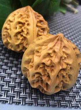 黄杨木雕文玩把核桃手件盘玩件手把工实木雕QKB刻摆艺品