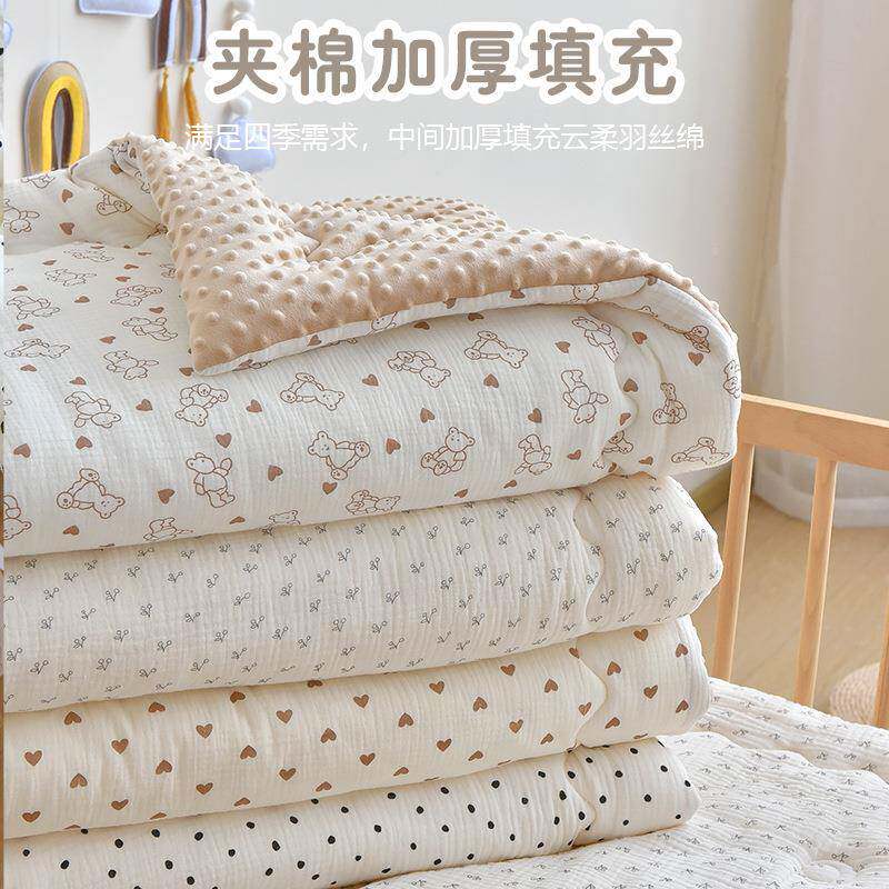 婴新儿豆豆·被子生儿儿纯棉泡泡纱豆豆安抚被幼园绒小被子厂家