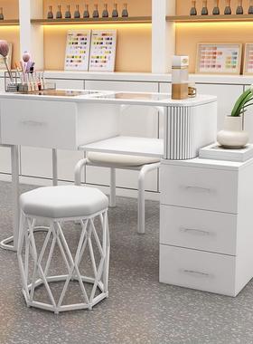 奶油风甲桌白色日式LDM多功能玻璃单人全套轻奢收家简约用美甲台