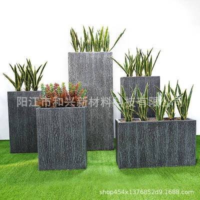 厂家外大号鱼摆皮纹2031鱼皮花市户政园林种植盆栽室内落地玻盆璃