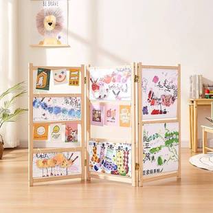 展示架环创活动教室书法展架实木作品绘画幼儿园陈列可折叠展示架