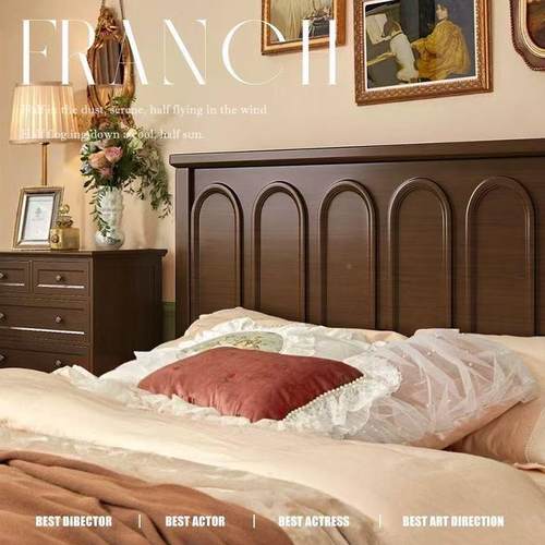 美式实木床头PUB复古卧1.8米1.5双人床平床大床现代简米约主婚床