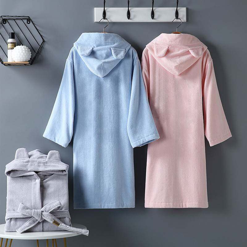 Q3Y纯棉A类毛巾儿童浴袍吸水男女孩大童浴衣浴巾斗篷带帽小孩洗澡