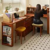 中古实木化妆桌斗柜一体小户复古床尾转角柜卧室梳妆台化妆桌书桌