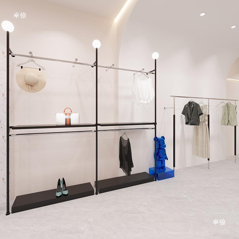 服装店展钢示地架靠墙服707装店展示架地落式陈列架上架不锈落天