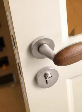 嘉森堡中手古风室内卧体室房门锁胡桃木实中NOS木房间门把式复古