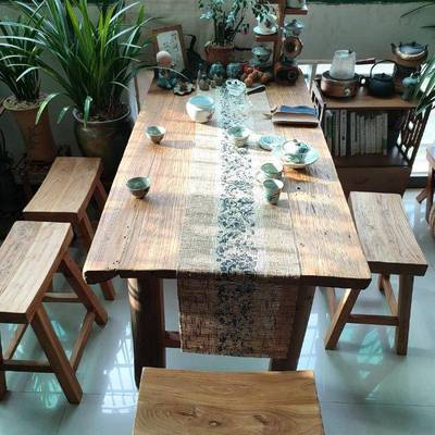 老木板桌复无品牌/古实怀榆旧吧台旧木板原门木木风化板茶桌茶台