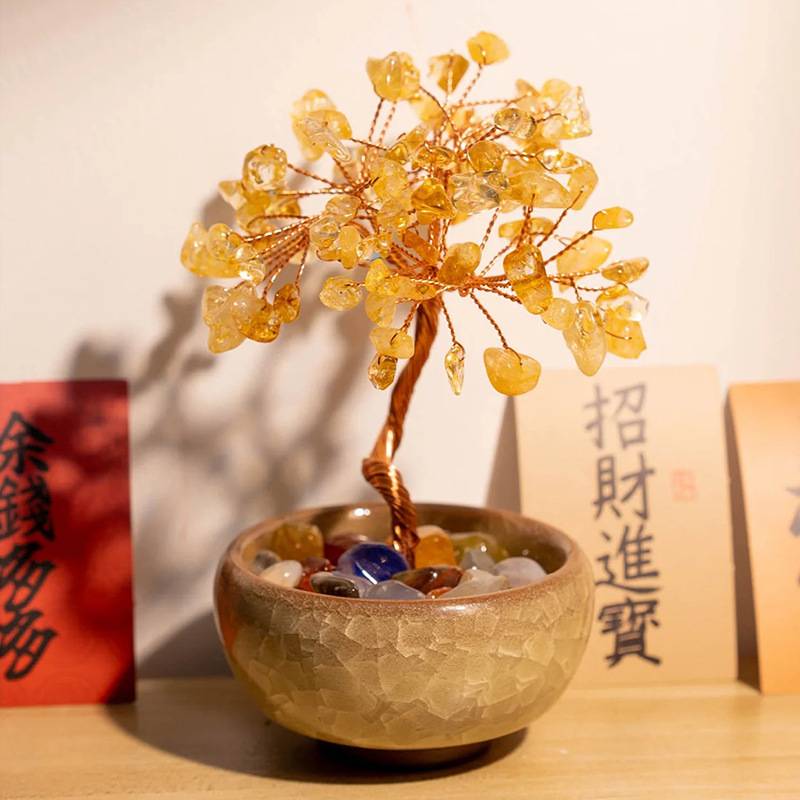 杭州天然水晶发财树貔貅聚宝摆件家居紫水晶平安车载饰品