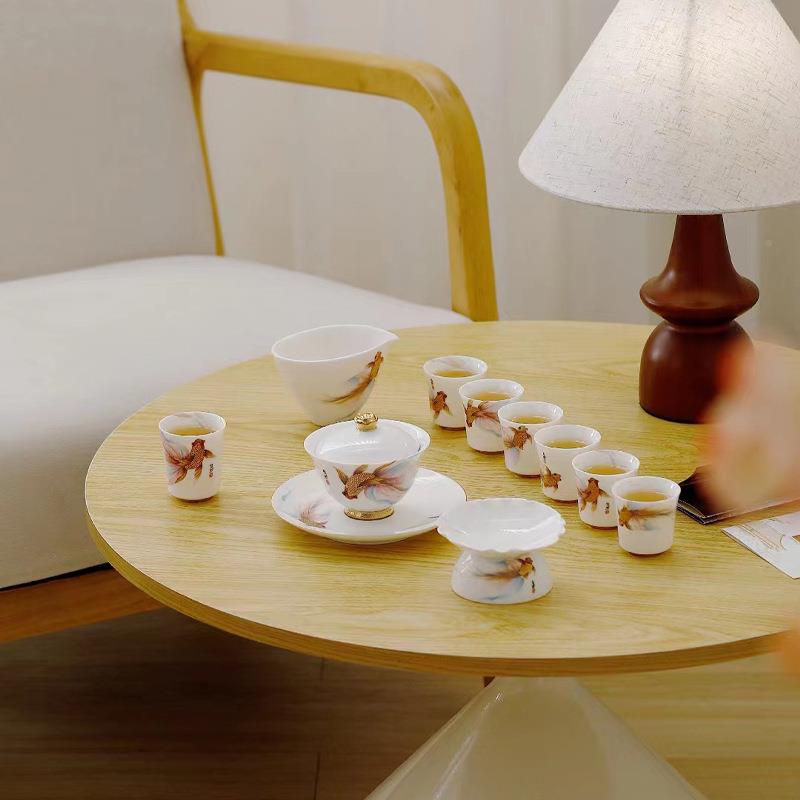 黄旭悠然自得茶具羊脂玉东茶奢84880343具套装高档轻碗整套盖茶具