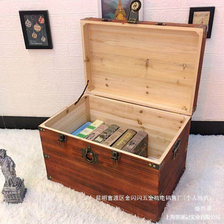 厂家木纳复箱方子带锁储物无品牌/箱实木收箱古木盒子特大号长形
