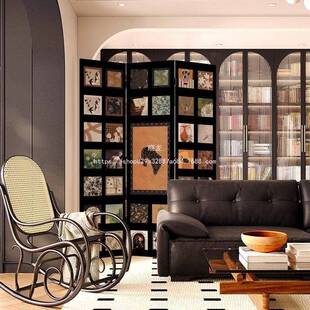 晓龙法式中古屏风隔断客厅沙发转角背景玄关卧室遮挡家用装饰移动