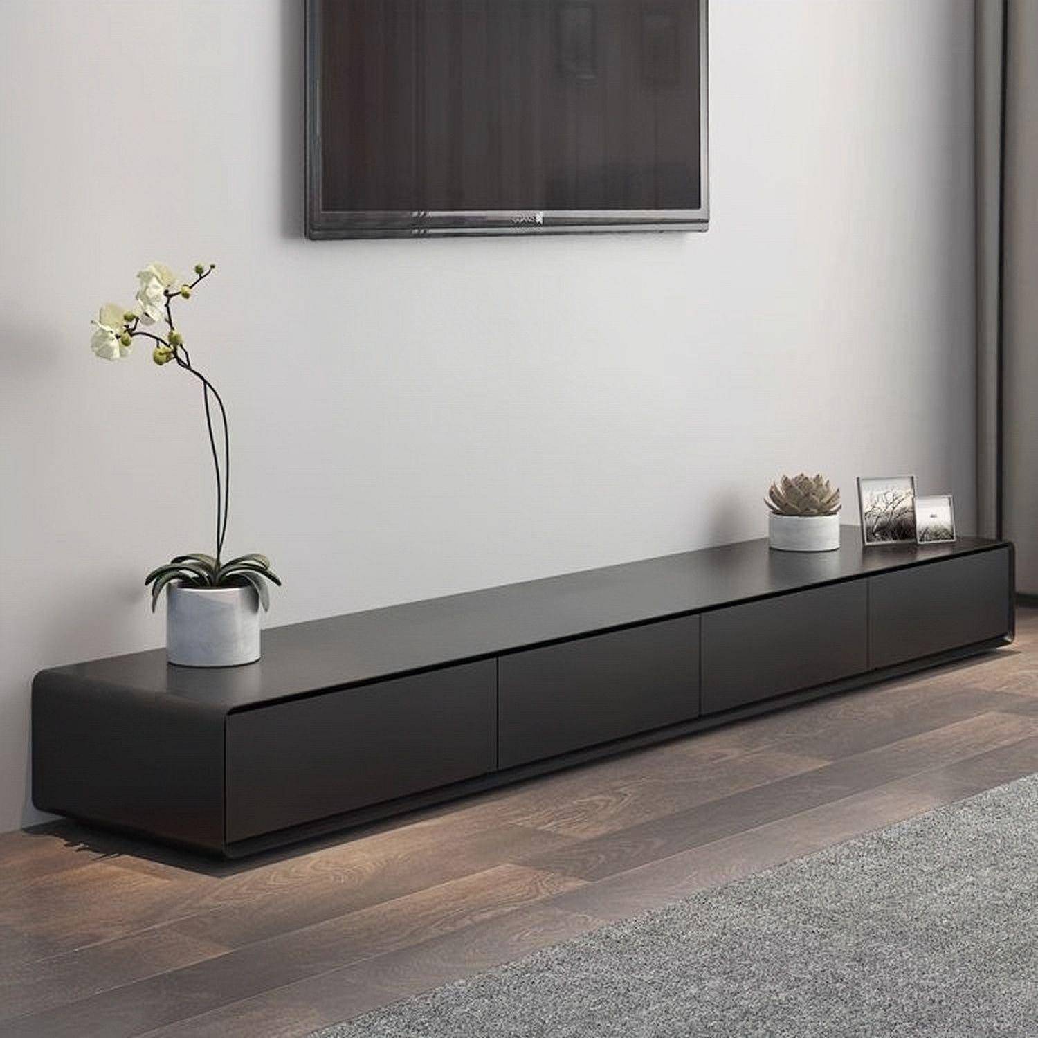 现代新中式极新款胡桃木中风客厅电PFS62877视简柜全黑人色古造板