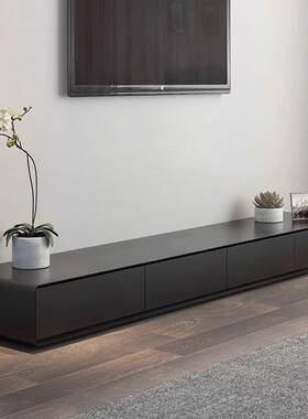 现代新中式极新款胡桃木中风客厅电PFS62877视简柜全黑人色古造板
