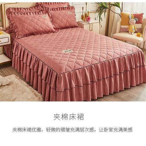 冬季笠床全夹棉加厚床四件VHY套单双人床罩式床裙盖被套床上用品a
