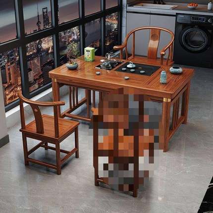 中式阳台实木体小户整型茶桌桌椅组合家用功夫泡茶HMO一茶几一套