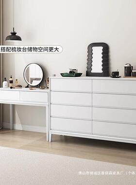 墙意式极简实八斗卧室床尾柜木柜轻奢CGJ黑色家用客厅靠抽屉收纳