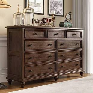 七斗边柜卧木室收纳储物九 VRM五斗柜客抽厅屉式 美式 实乡村免安装