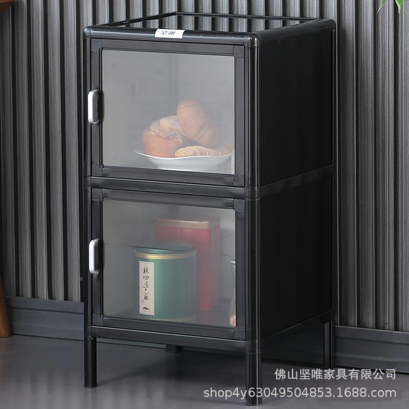 餐边柜金置物柜茶杂水合柜碗柜收纳餐具柜XMV钢化铝玻璃储物柜物