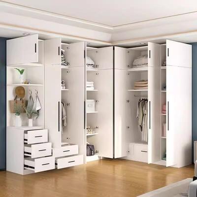 柜家用卧室代简衣帽间约柜子组合大衣橱拐76213角墙角衣柜现转角