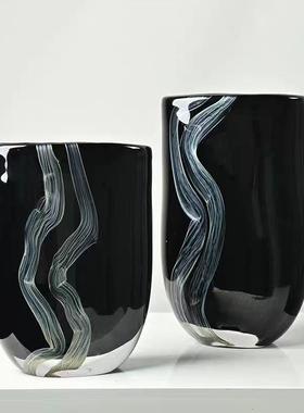 古0241风黄色售镂空琉间璃花瓶样板楼处客厅沙发边几玄关大中口径