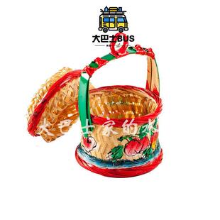 手绘春盛篮竹篮工竹编篮子手收纳物储篮花篮炭篮潮州10000311传统