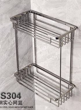34不孔锈钢实心网浴篮多功能室角TME架置物架角篮挂架打免打孔两0