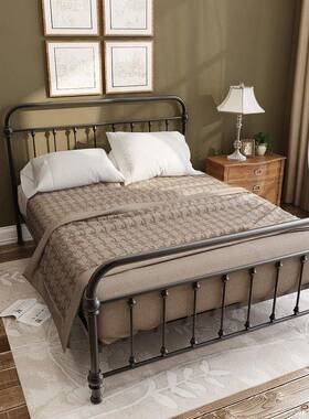 欧式双人床架OUM出床现艺代铁床简约铁床1.8米床架租房铁公主床1.