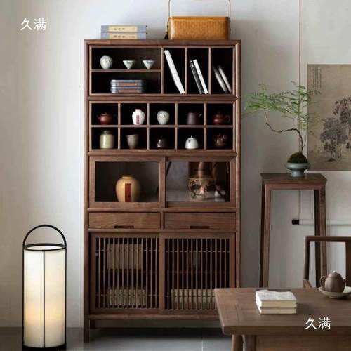 新776中式老榆木博全古架置物架实木收客厅纳书架多断宝阁隔展示