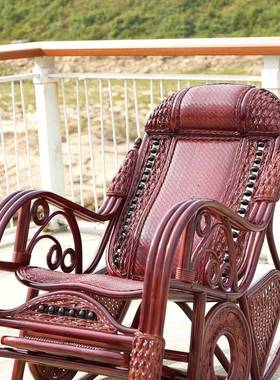 藤编天然懒真GIB藤摇椅大人躺椅人老人椅阳台家用闲结实藤椅休摇