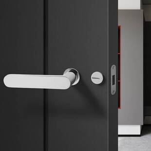 极简室内卧室房门锁家用通用型静音木门把手白色磁吸化妆室两件式
