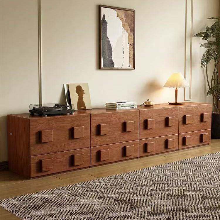 实木中古风电柜厅卧客室五落斗9-659柜复古卡门视柜多功能组合地