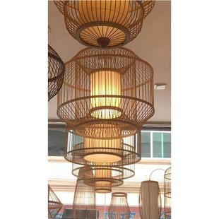 西陵个性景饰区日式客区厅吊竹艺木艺装灯民宿装饰YE471日式鸟巢