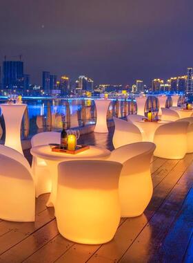 le发520光桌椅酒吧台KTV台桌彩梅花椅散组d合户外活动七休闲家具L