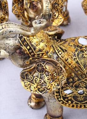 树色脂工艺品欧式金七只摆件创意家饰30690居装柜品客厅电视摆设