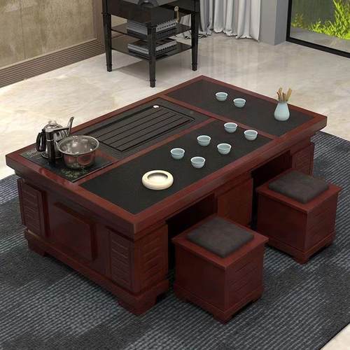 现代岩UFA板功夫实木茶几具一茶体客厅火烧石茶几桌家办用公室茶