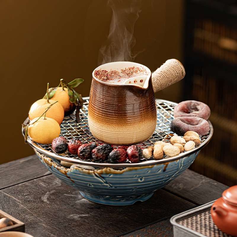 围炉煮茶网红烤茶瓦罐壶室内家用全套电陶炉煮茶器民宿烤火炉陶瓷