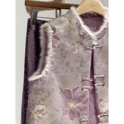 款新式MV国风盘扣真宋夹锦马甲女丝装2025中L春秋DYG新高端棉水貂