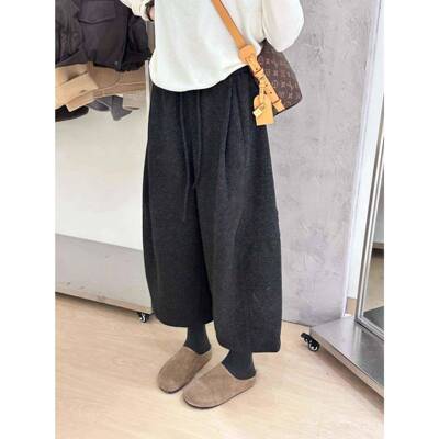 小个子巨好裤子八大尺码看m秋冬韩里韩胖气FYIINV毛腿呢阔m裤宽松