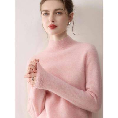 蒙娇 10%女纯高羊绒衫CRG打0半成领无骨ZAJ一线衣毛衣金底衫