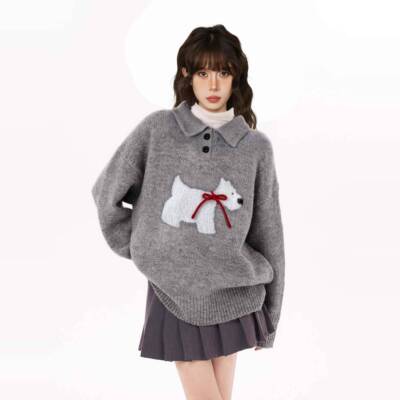 灰翻OLO小狗头毛女秋冬衣套春秋高级c色muwcmuwsafsaf感加P厚慵懒