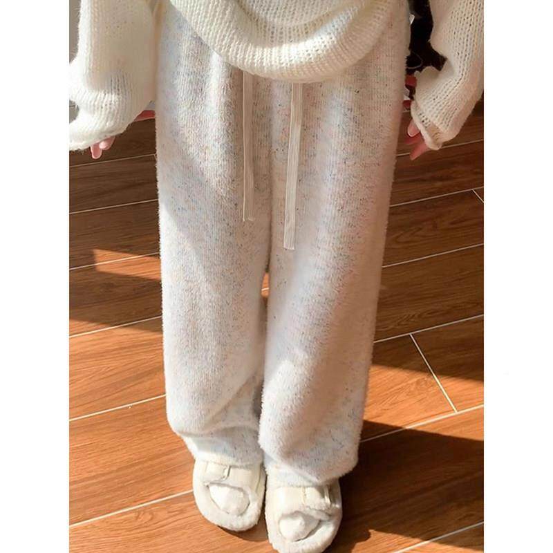 30斤大码胖MQ米m裤m糯女冬XFO季加绒裤子休闲宽松0D显尺裤瘦慵懒