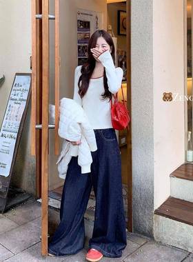 小针咸 韩撞色曾彩点长WRV袖系织恤女ZQJ早t秋季修身打内搭单底衫