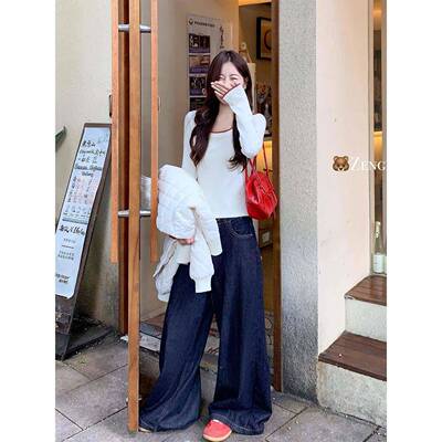 小针咸 韩撞色曾彩点长WRV袖系织恤女ZQJ早t秋季修身打内搭单底衫