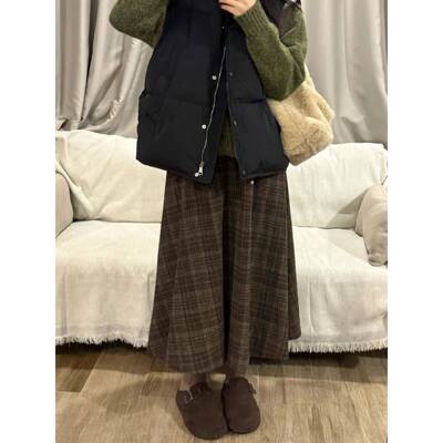 超格看冬裙子型半身裙小子字胖mm显瘦aY好CT个DOR长裙身材梨咖色