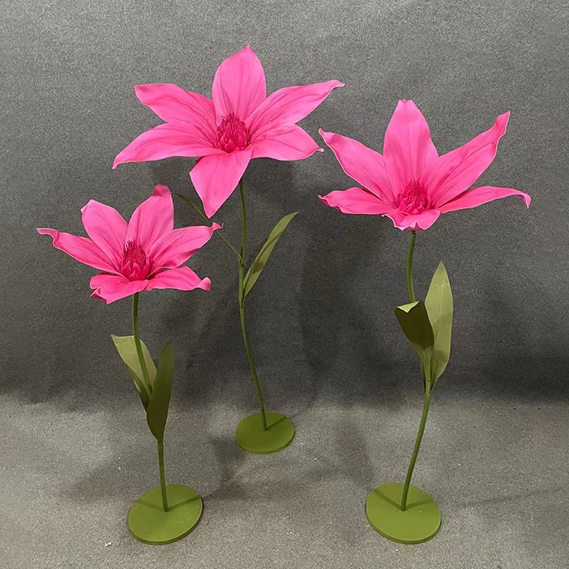 婚礼大型水仙路引摆件舞台泡沫花百合立杆纸艺花装饰橱窗婚庆道具